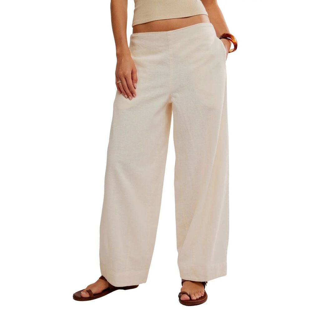 Free People Demi Wide Leg Linen Blend Pants Size XS NWOT - Picture 2 of 10